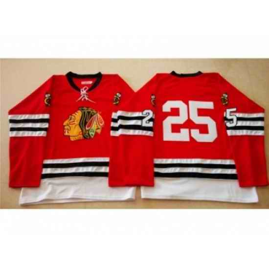 NHL Mitchell And Ness 1960-61 Chicago Blackhawks #25 Noname red Throwback jerseys